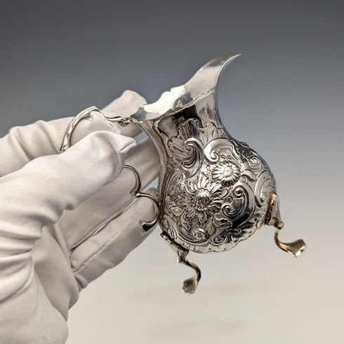 1755 British antique sterling silver cream jug 75g Daniel Shaw